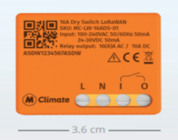 MC-LW-16ADS-01 LoraWAN Schaltaktor 16A / 8A AC, 10A DC