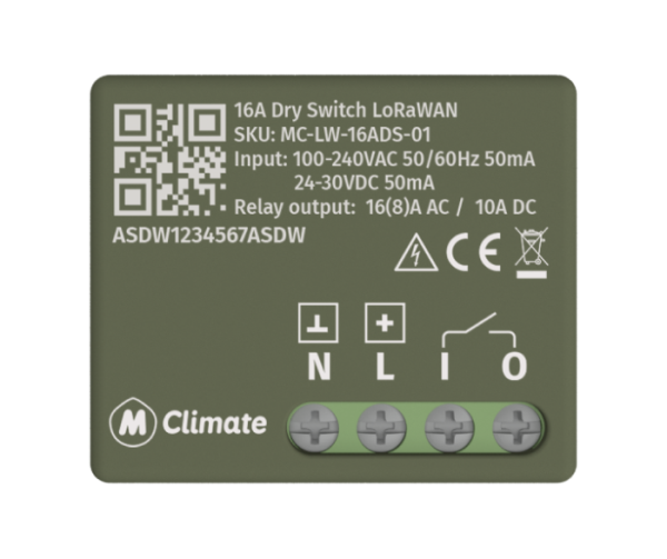 MC-LW-16ADS-01 LoraWAN Schaltaktor 16A / 8A AC, 10A DC